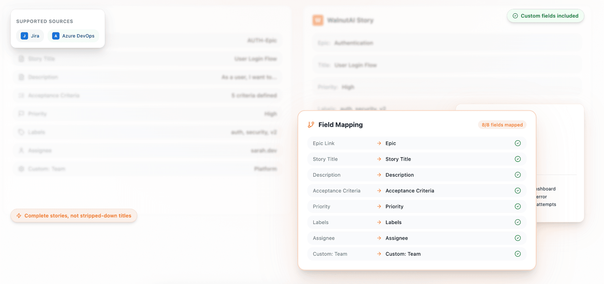 Import stories with full field mapping, not just titles