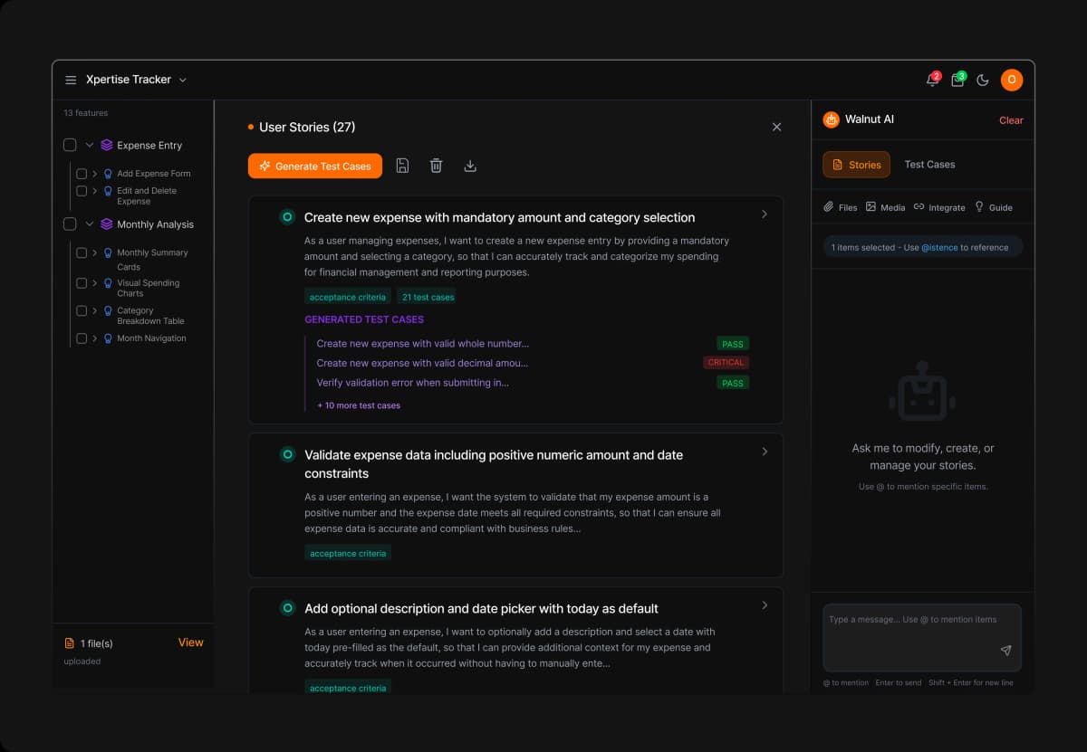 Every requirement. Every code. Every test connected