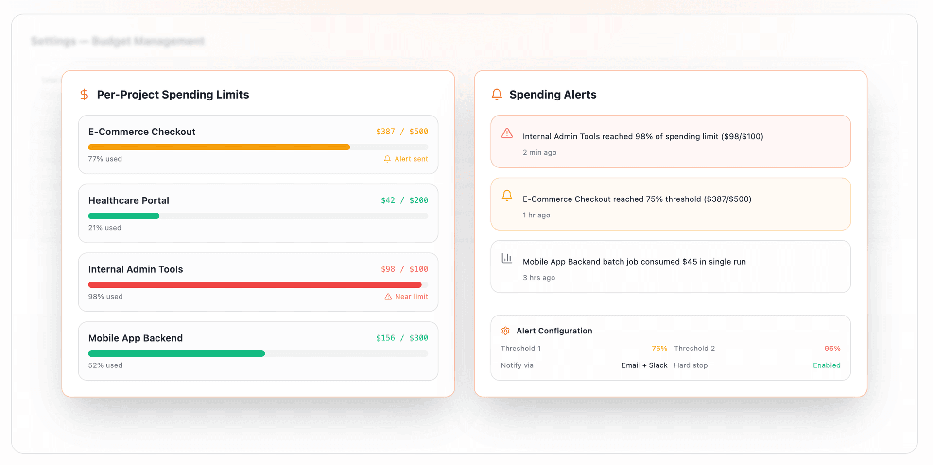 Set spending limits per project before costs surprise you
