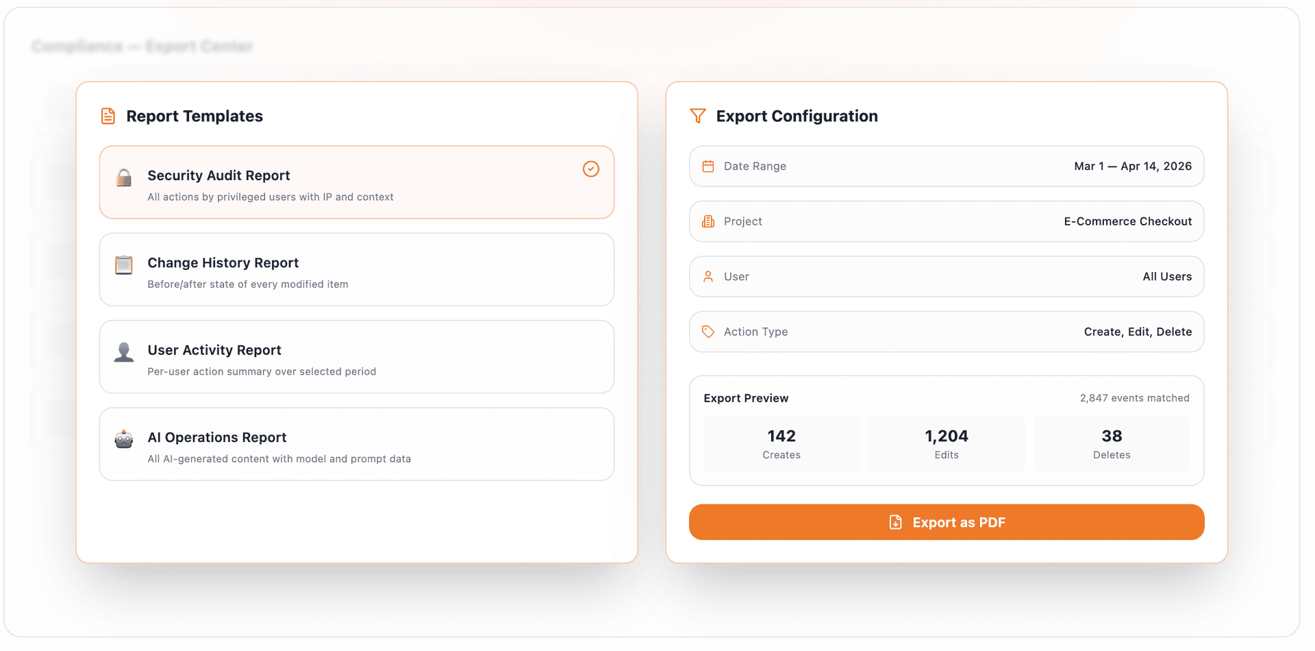 Compliance documentation generated on demand