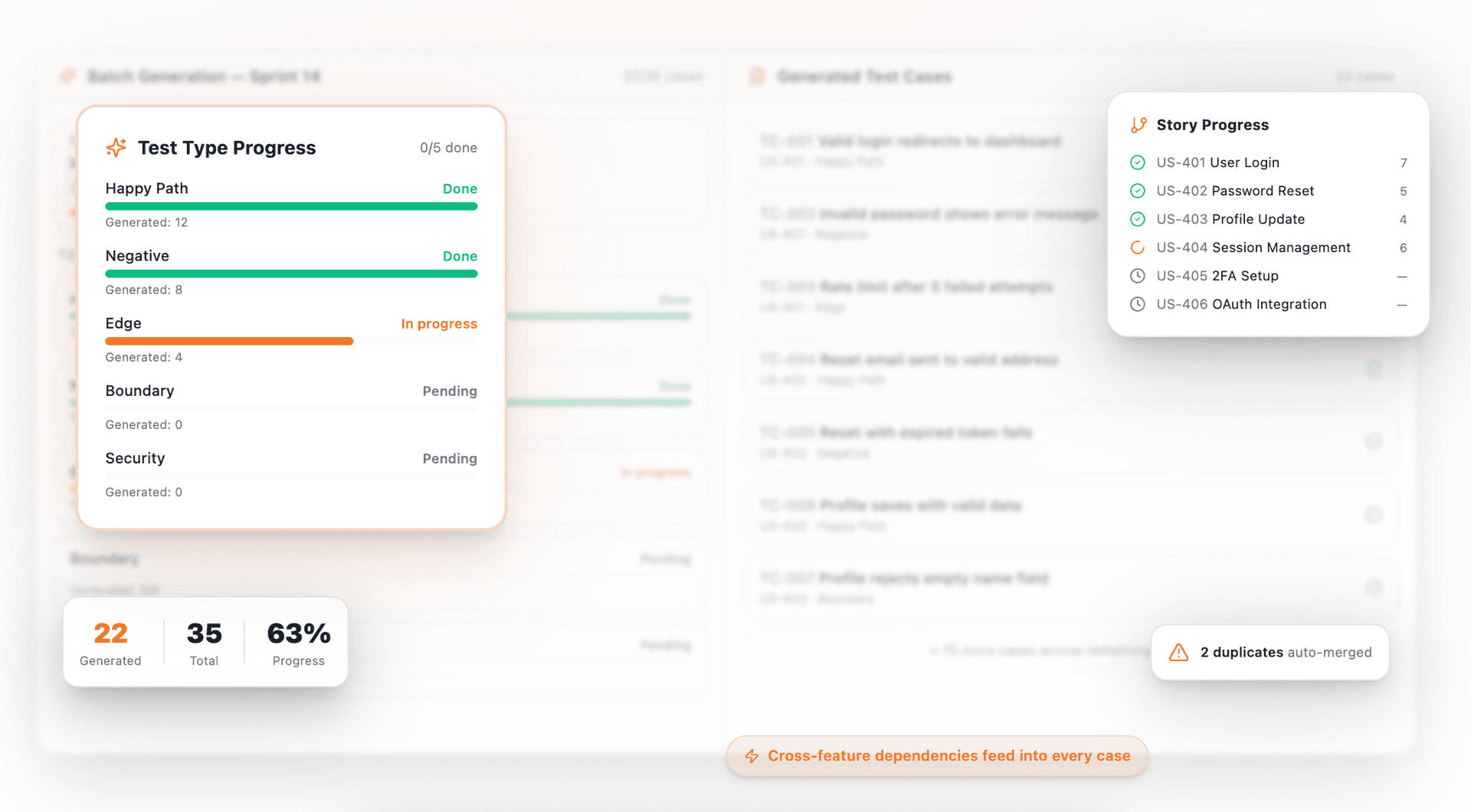 Generate across an entire sprint, not just one story at a time